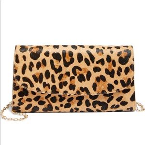 Genuine Calf Hair Leopard Print Clutch